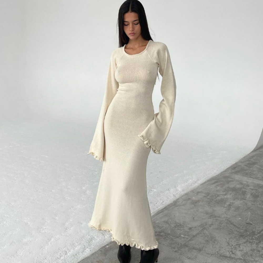 Women's Solid Color Backless Long Dress