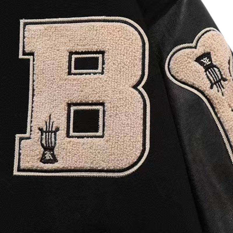 Letter Skeleton Embroidery Baseball Jacket