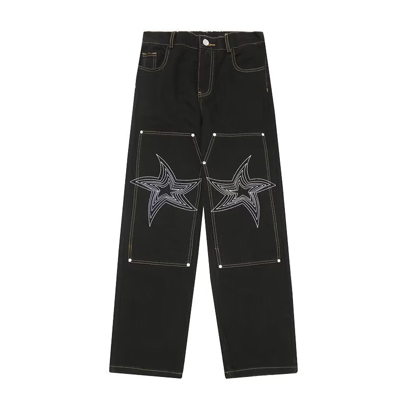 Urban Star Embroidery Straight Leg Jeans
