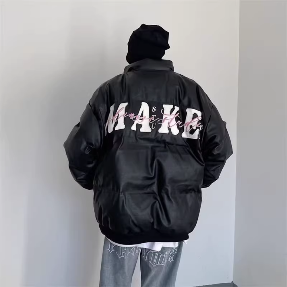 Women's Letter PU Coat