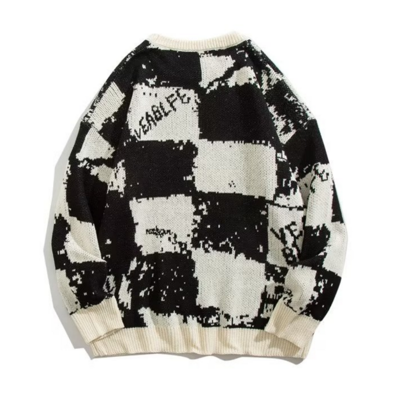 OOC' Loose Contrast Checkerboard Sweater