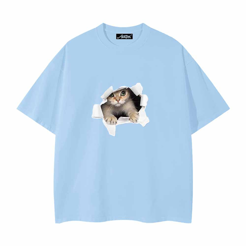 Cute Broken Wall Kitten Print T-Shirt