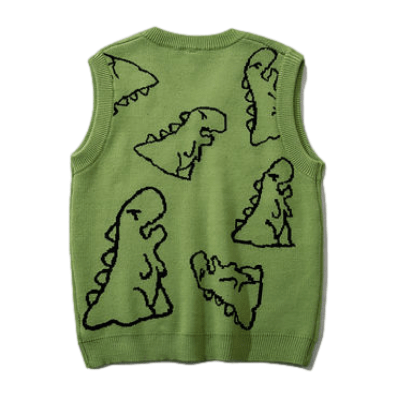 Dinosaur Sketch Pattern knit Vest