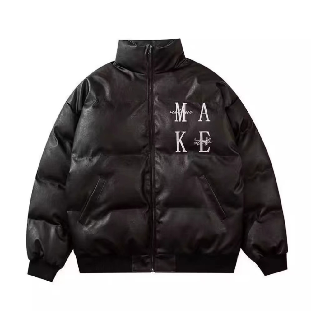 Women's Letter PU Coat