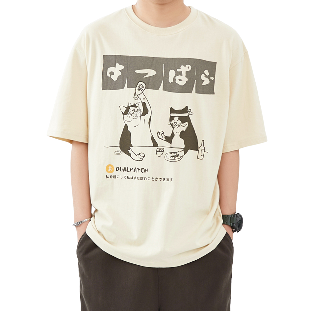 Urban Cartoon Cat Graphic T-Shirt