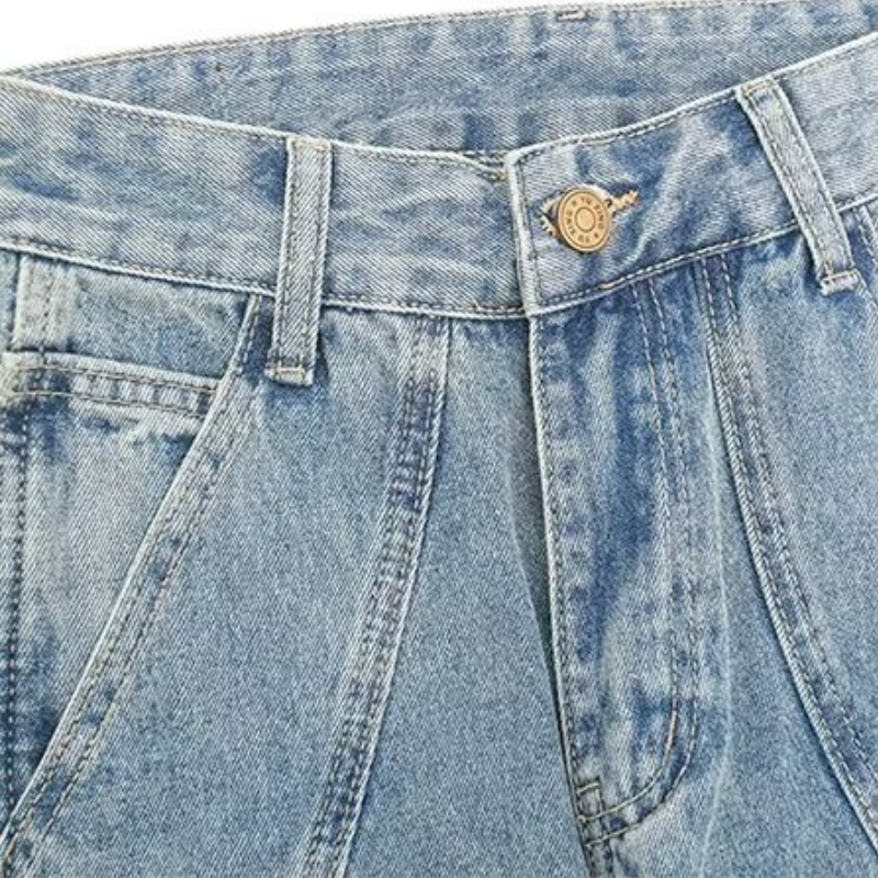 Casual Solid Color Panel Jeans