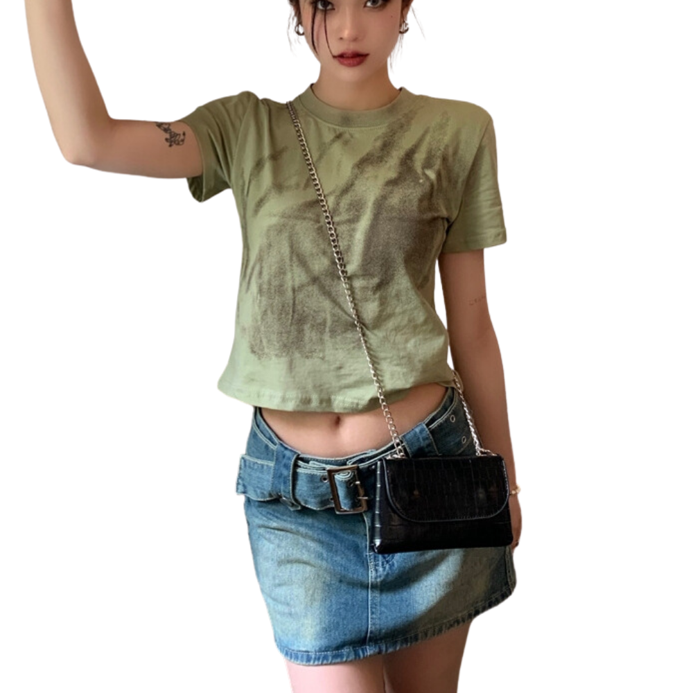 Women's Vintage Tie Dye Cropped Tee