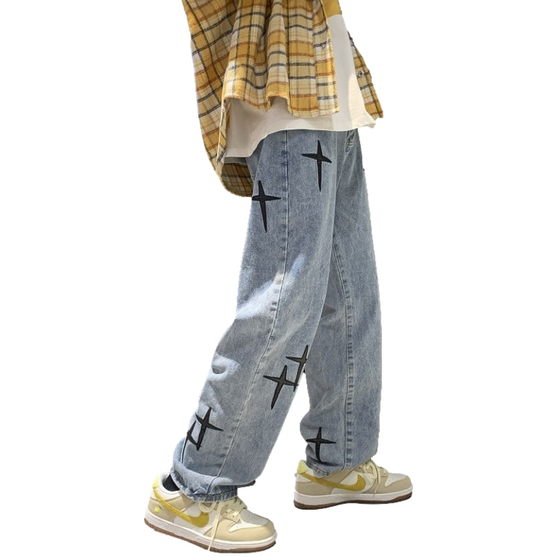 Urban Cross Graphic Straight Leg Jeans