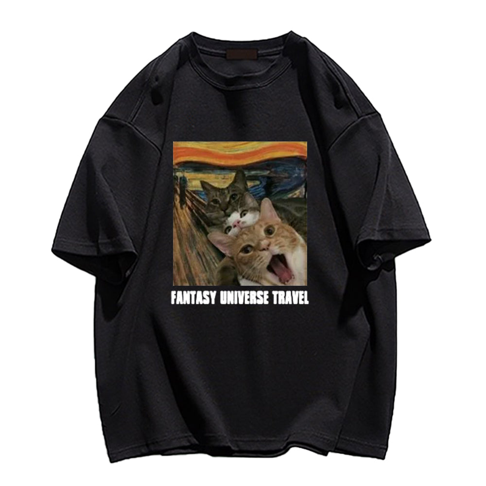 Cute Van Gogh Three Cat Screams T-shirt