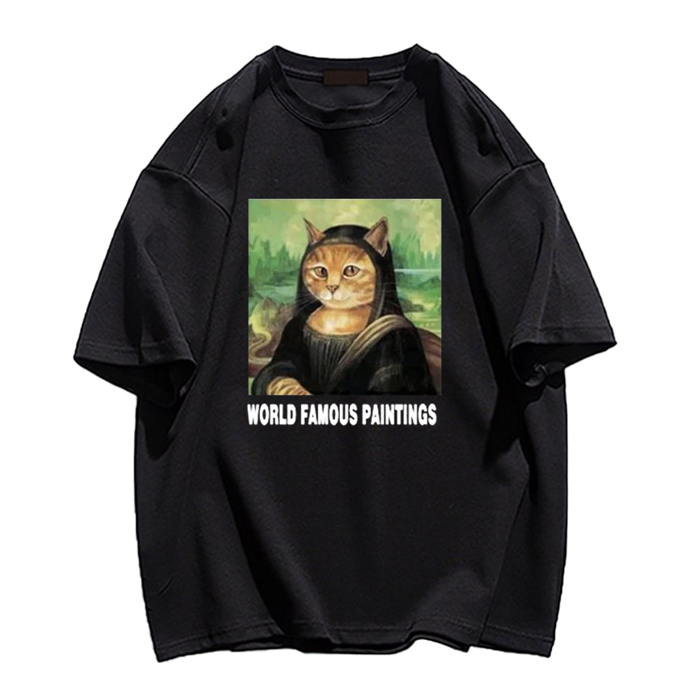 Mona Lisa Cat Smile T-shirt