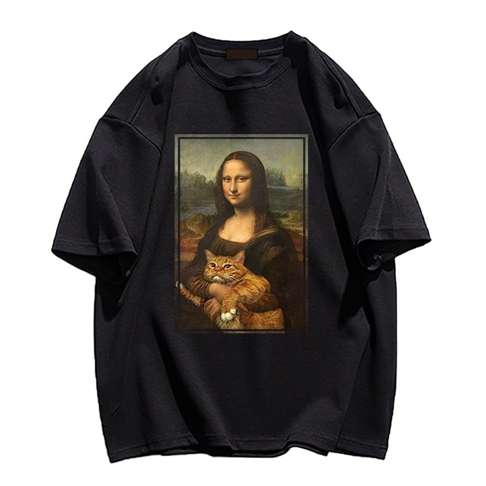 Mona Lisa Holding A Cat T-shirt