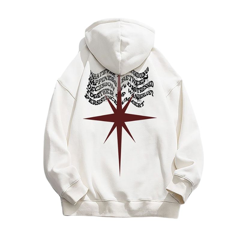 Classic Letter Wave Graphic Pocket Hoodie