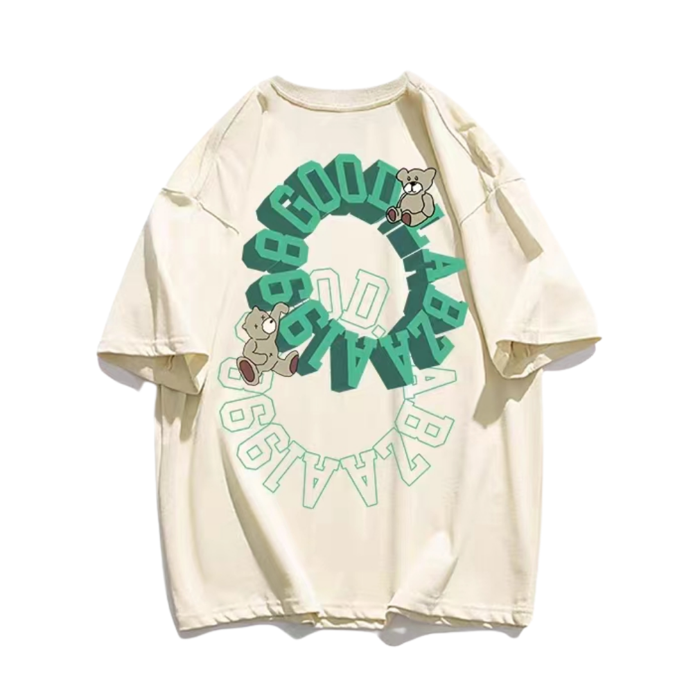Retro Cartoon Bear Print T-shirt