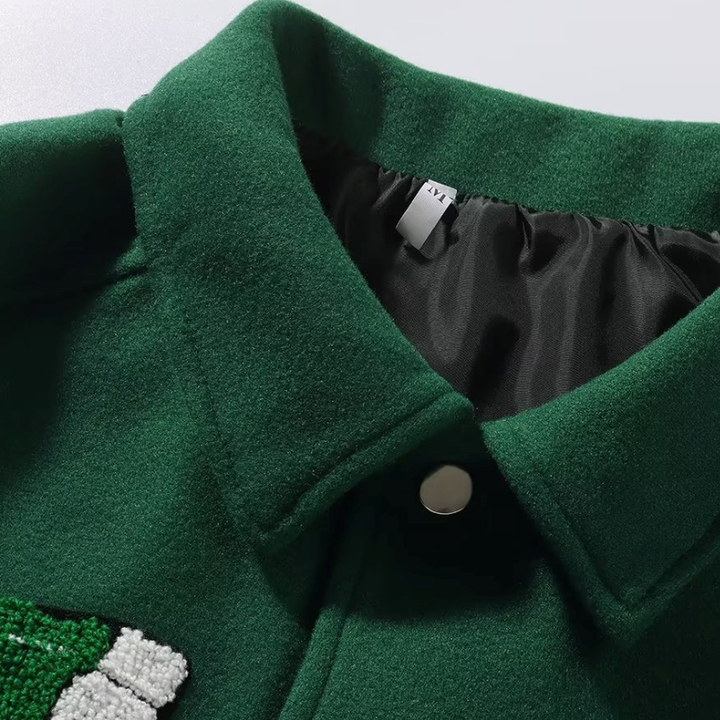 Street Skeleton Embroidery Varsity Jacket