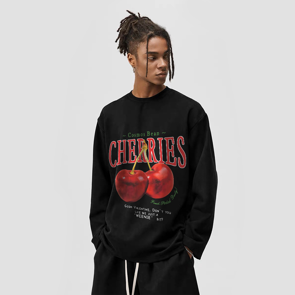 Casual Cherry Print Long Sleeve Shirt