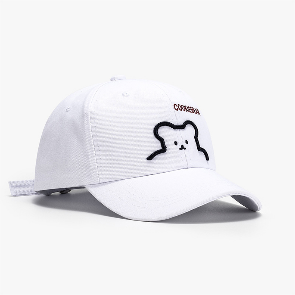 Vintagel Bear Letter Embroidery Pure Hat