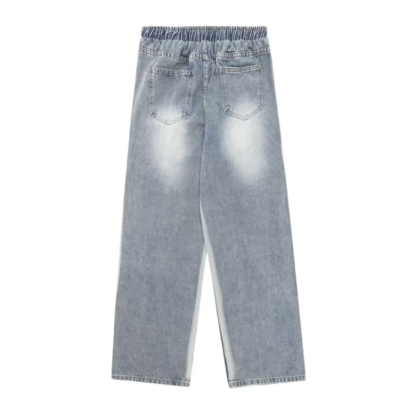 Hip Hop Drawstring Washed Straight Jeans