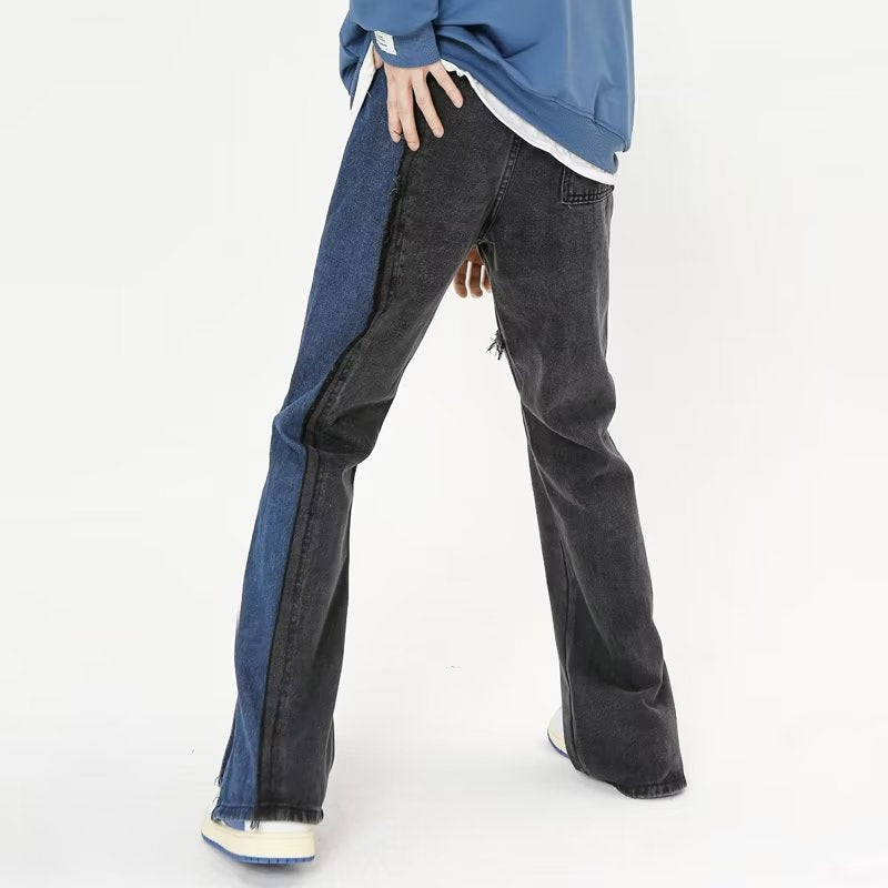 Blue And Black Patchwork Jeans
