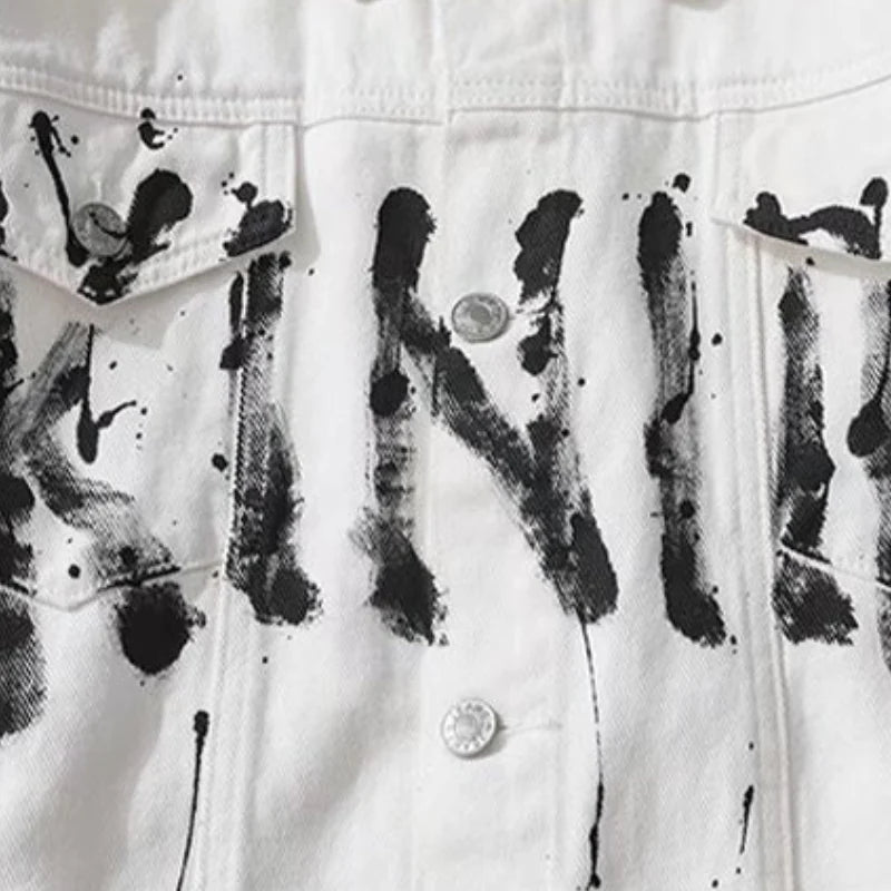 Hand-Drawn Graffiti Denim Jacket