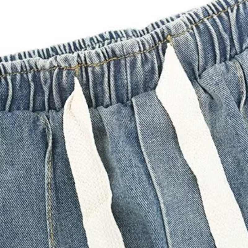 Hip Hop Drawstring Washed Straight Jeans