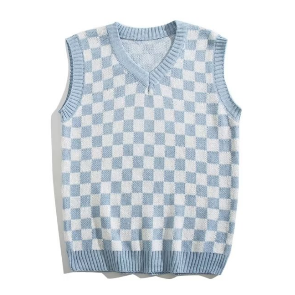 Artistic Checkerboard Knit Vest
