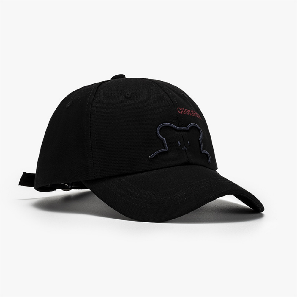 Vintagel Bear Letter Embroidery Pure Hat