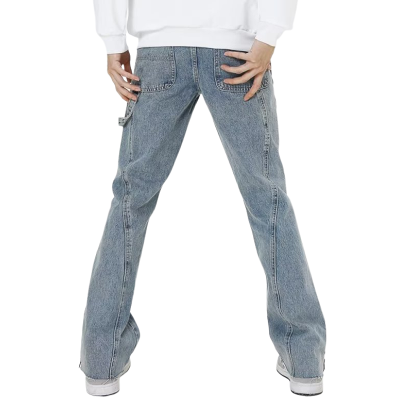 Casual Solid Color Panel Jeans