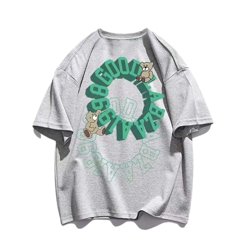 Retro Cartoon Bear Print T-shirt