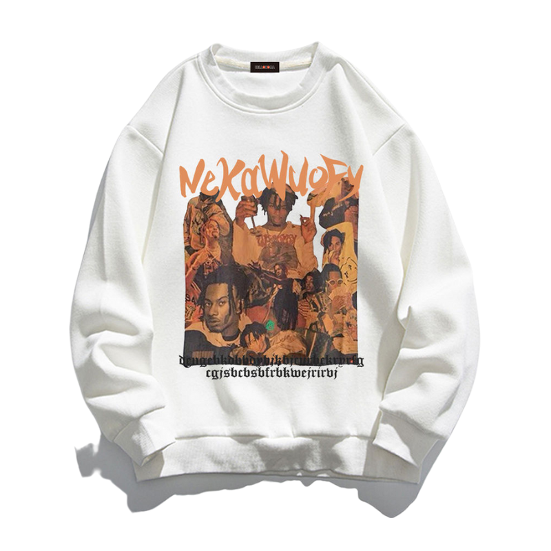 Street Hip Hop Print Regular Sweatshirt