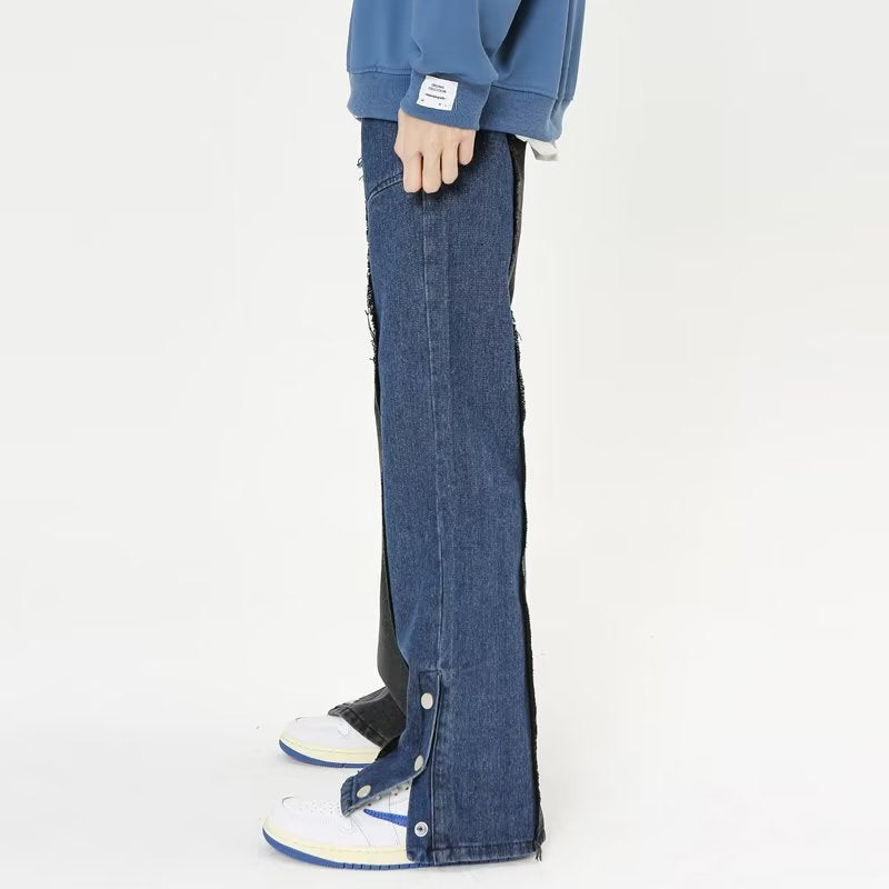 Blue And Black Patchwork Jeans