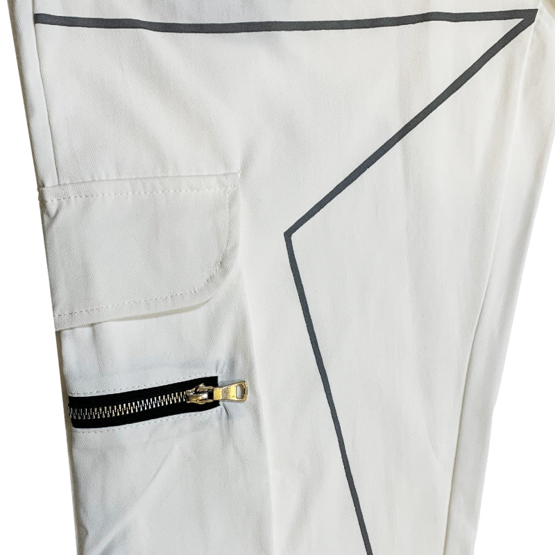 American Reflective Line Cargo Pants-White
