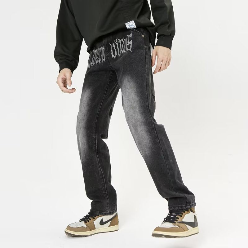 Vintage Loose Straight Zip Pants