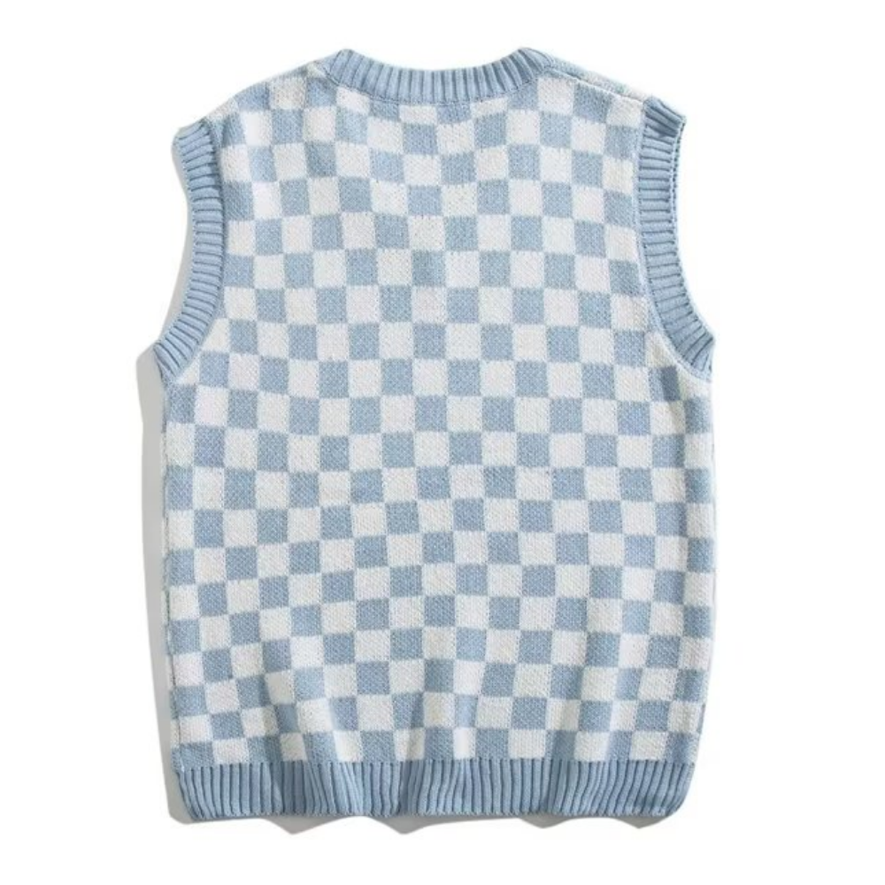 Artistic Checkerboard Knit Vest