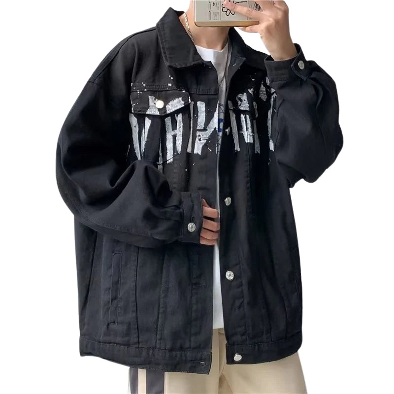 Hand-Drawn Graffiti Denim Jacket