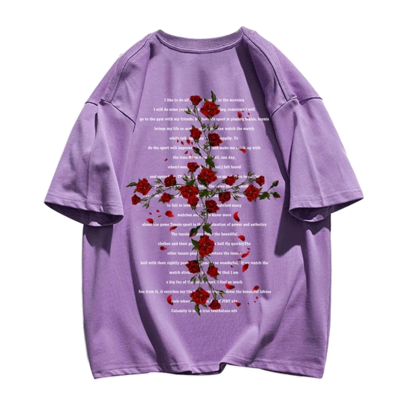 Rose Cross Print T-shirt