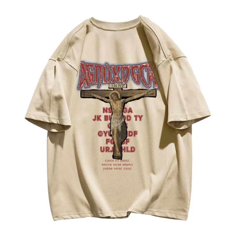 Vintage Bold Jesus Letter Graphic T-shirt