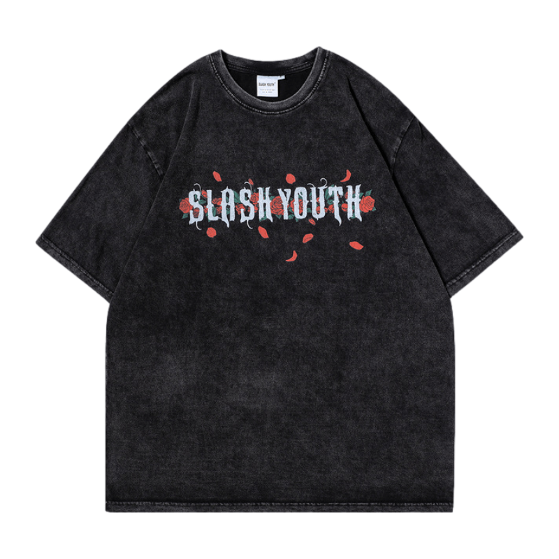Vintage Cross Rose Print T-shirt