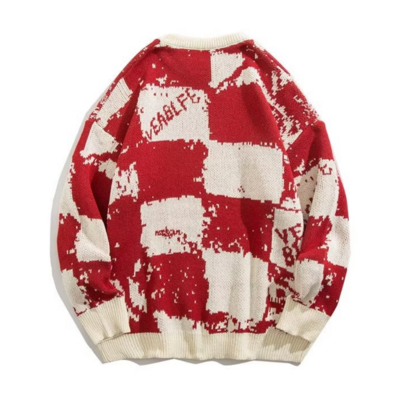 OOC' Loose Contrast Checkerboard Sweater