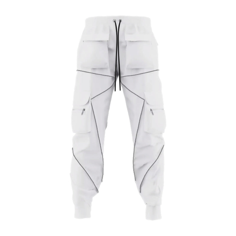 American Reflective Line Cargo Pants-White