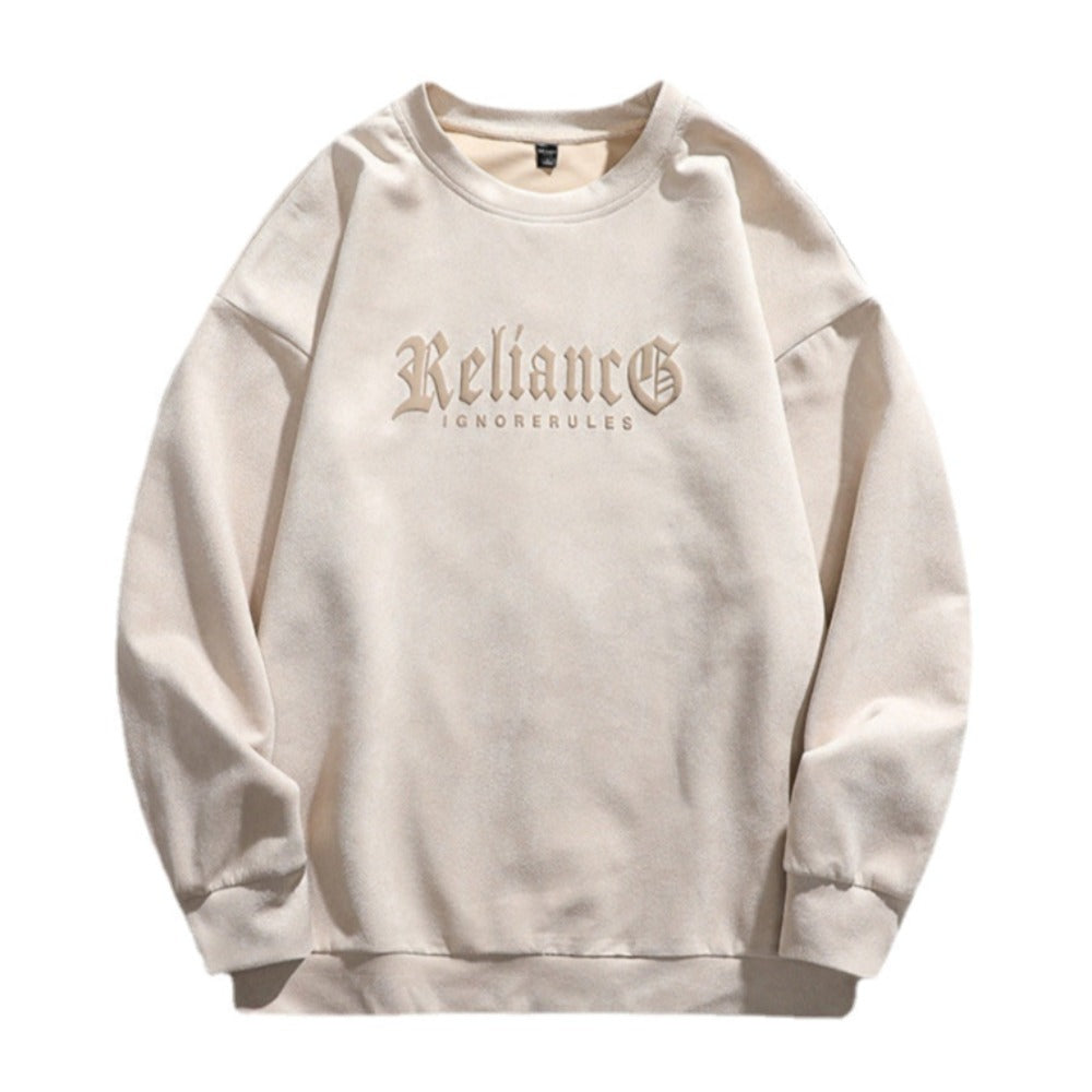 High Street Thickened Letters Suede Sweatshirt