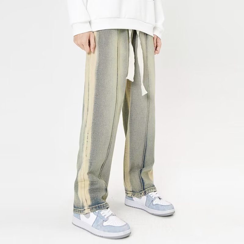 Urban Stripe Distressed Straight Leg Jeans