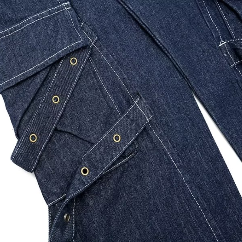 Street Splicing Strap Cargo Jeans