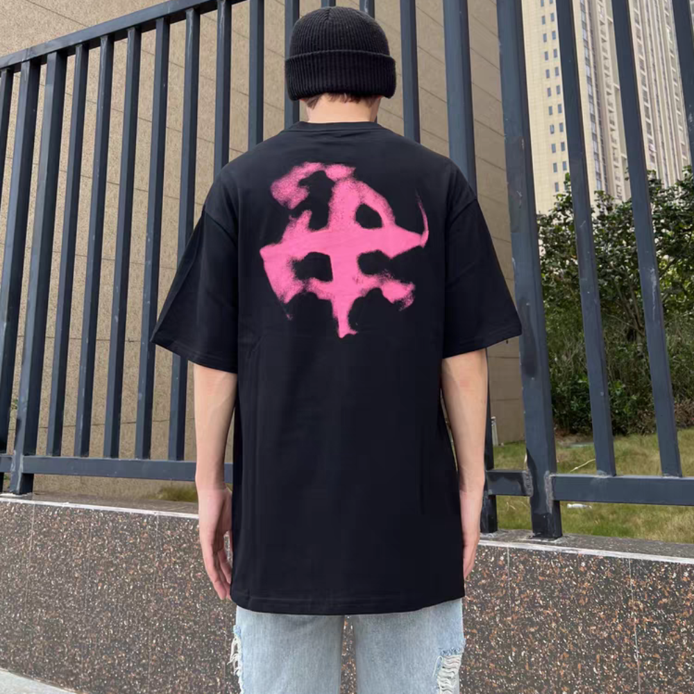 Dark Letter Graffiti Cotton T-Shirt