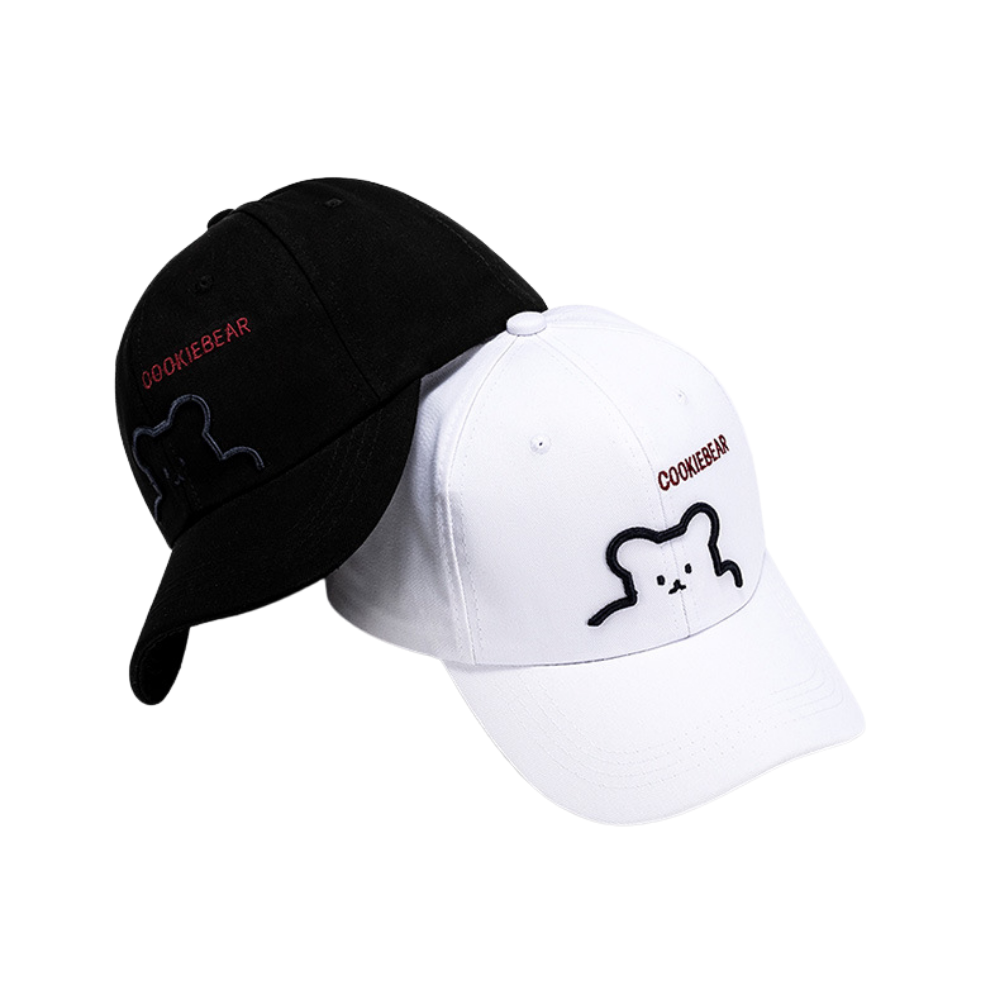 Vintagel Bear Letter Embroidery Pure Hat