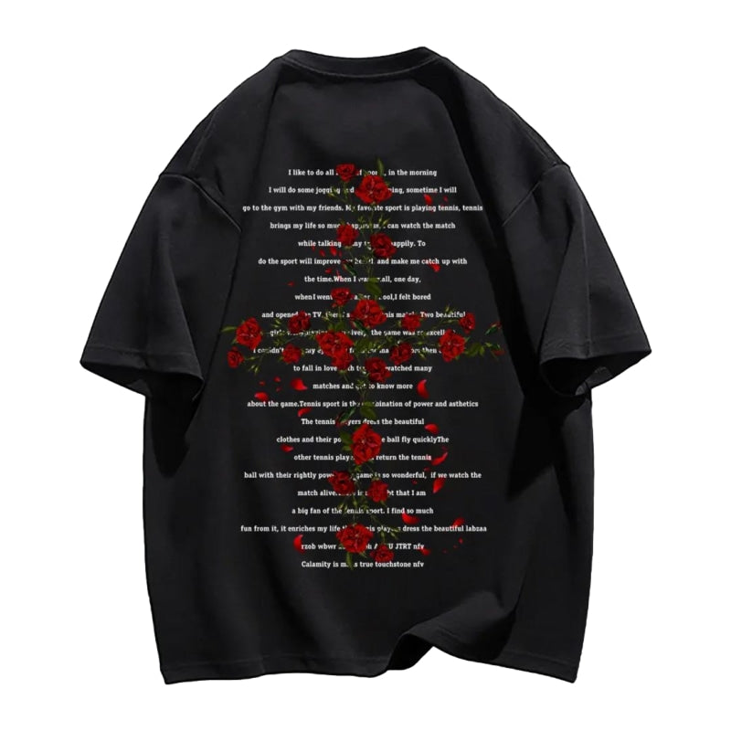 Rose Cross Print T-shirt