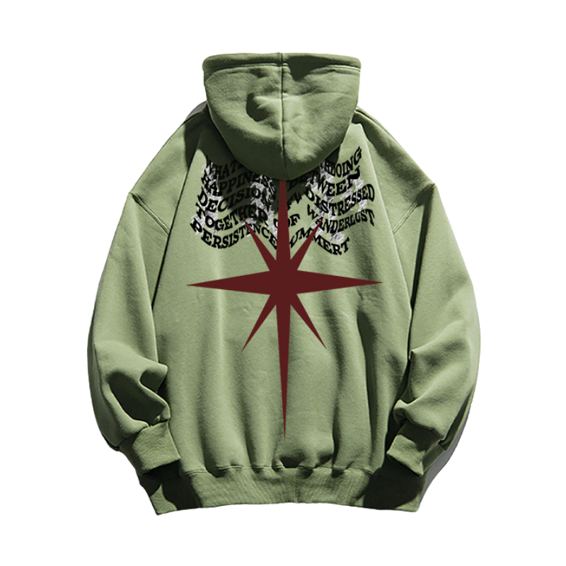 Classic Letter Wave Graphic Pocket Hoodie