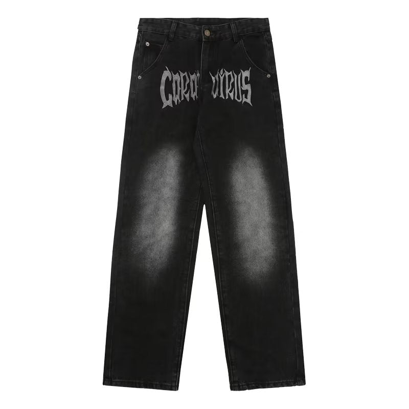 Vintage Loose Straight Zip Pants