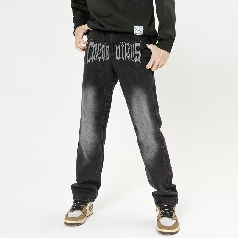 Vintage Loose Straight Zip Pants