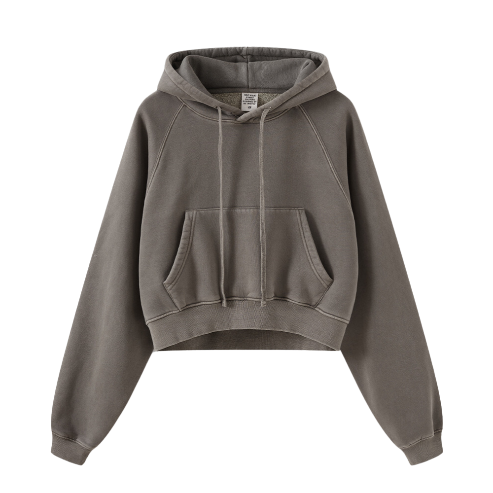 Women's Casual Washed Cropped Hoodie