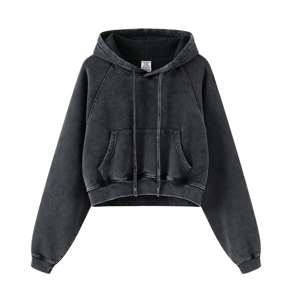 Women's Casual Washed Cropped Hoodie